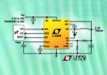 ���ϵ縴λ�Ϳ��Ź���ʱ���� 36V (60V ˲̬��ѹ����)��700mA ��ѹ����ѹ��